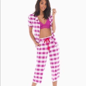 Cool Nights Crop Pajama Pants & Short Sleeve Notch Collar Top Wild Aster | SOMA